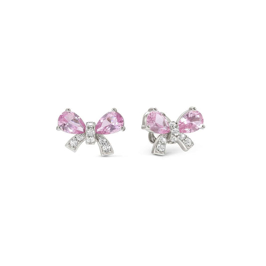 Nomination Silver Pink Crystal Bow Earrings