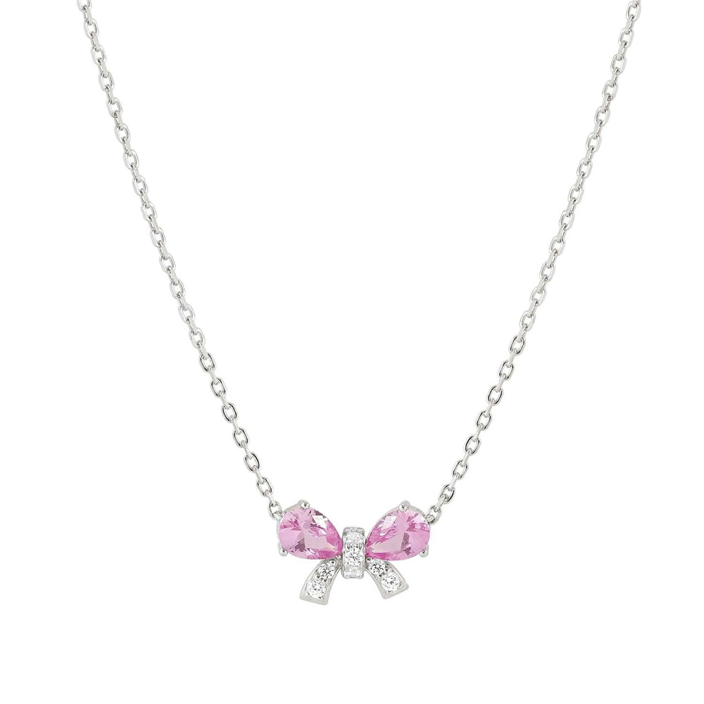 Nomination Silver Pink Crystal Bow Necklace