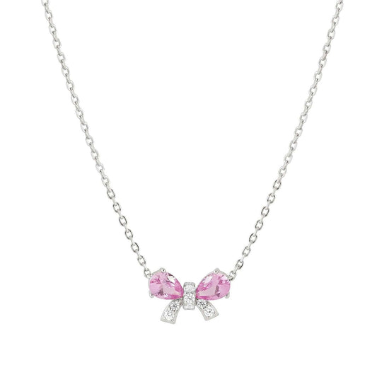 Nomination Silver Pink Crystal Bow Necklace