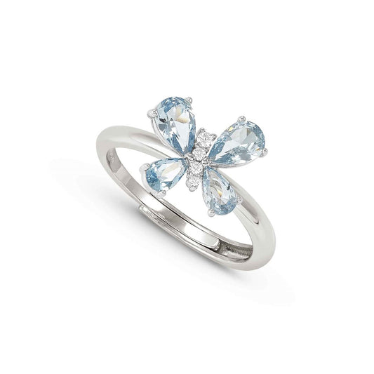 Nomination Silver Butterfly Blue Crystal Adjustable Ring