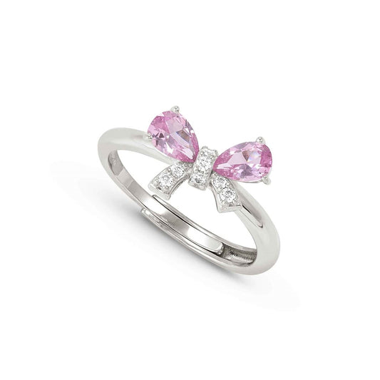 Nomination Silver Pink Crystal Bow Adjustable Ring