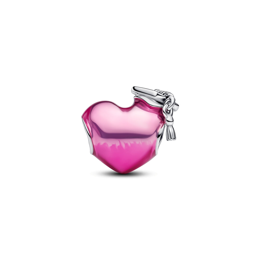 Pandora Silver 2025 Graduation Pink Heart Charm