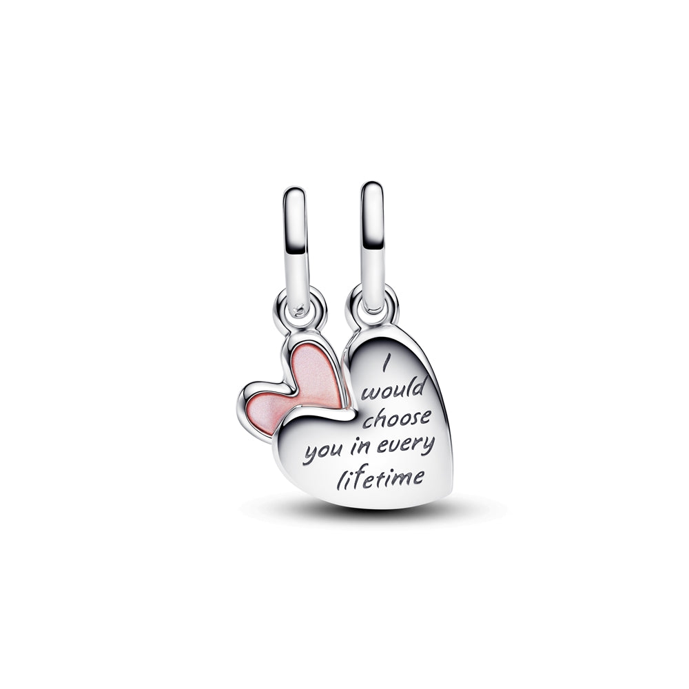 Pandora Silver Mother and Daughter Hearts Splitable Charm