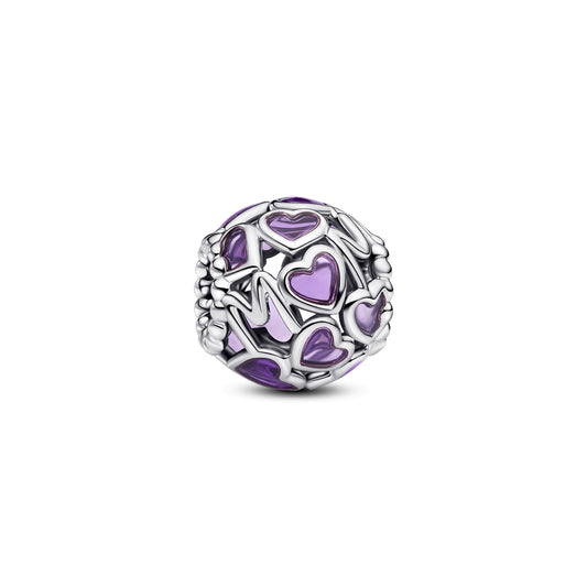 Pandora Silver Mum Purple Hearts Charm