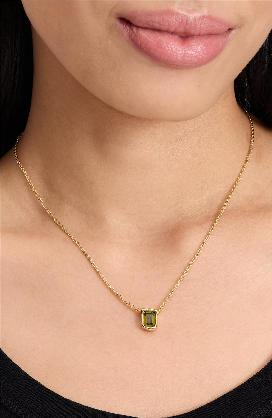 Kate Spade New York Gold Molten Glass Green Necklace