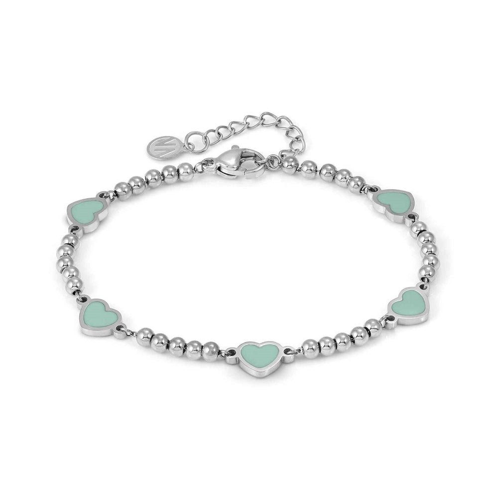 Nomination Emosfere Five Green Heart Beaded Stainless Steel Bracelet