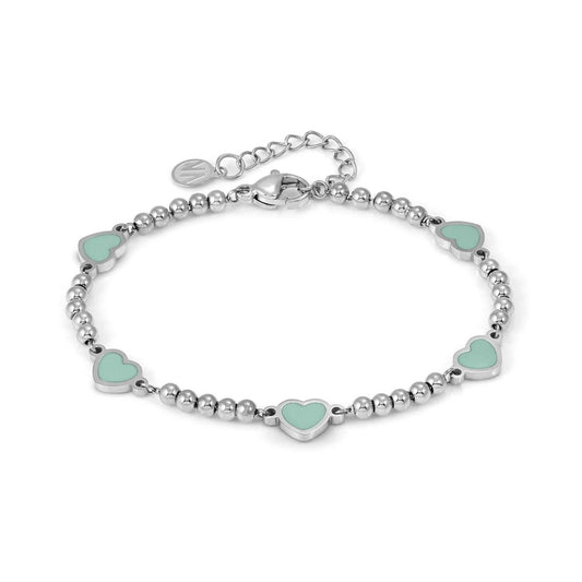Nomination Emosfere Five Green Heart Beaded Stainless Steel Bracelet