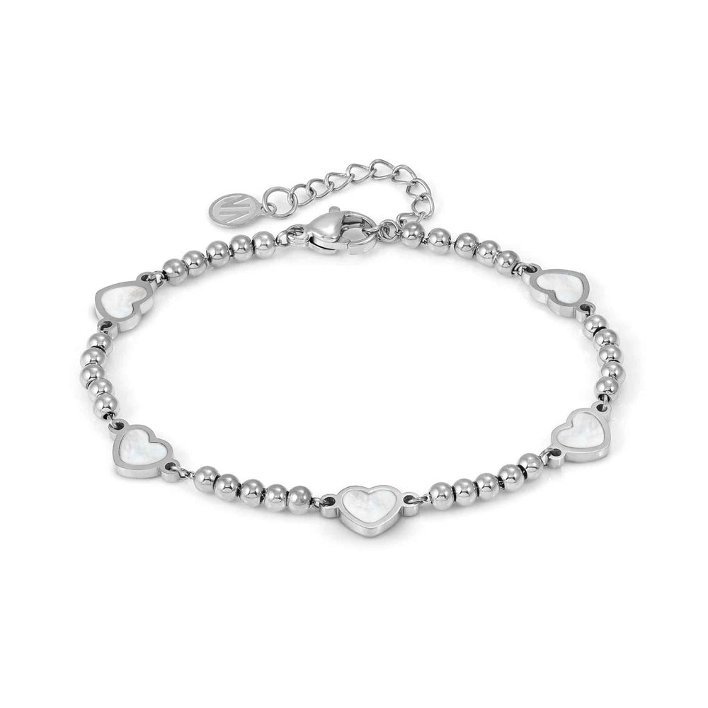 Nomination Emosfere Five Mother of Pearl Heart Beaded Stainless Steel Bracelet