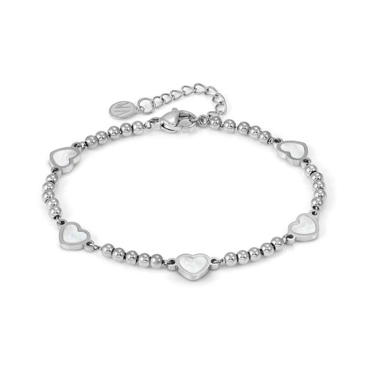 Nomination Emosfere Five Mother of Pearl Heart Beaded Stainless Steel Bracelet