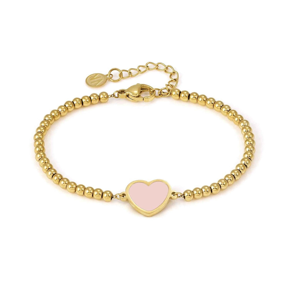 Nomination Emosfere Gold Pink Heart Beaded Stainless Steel Bracelet