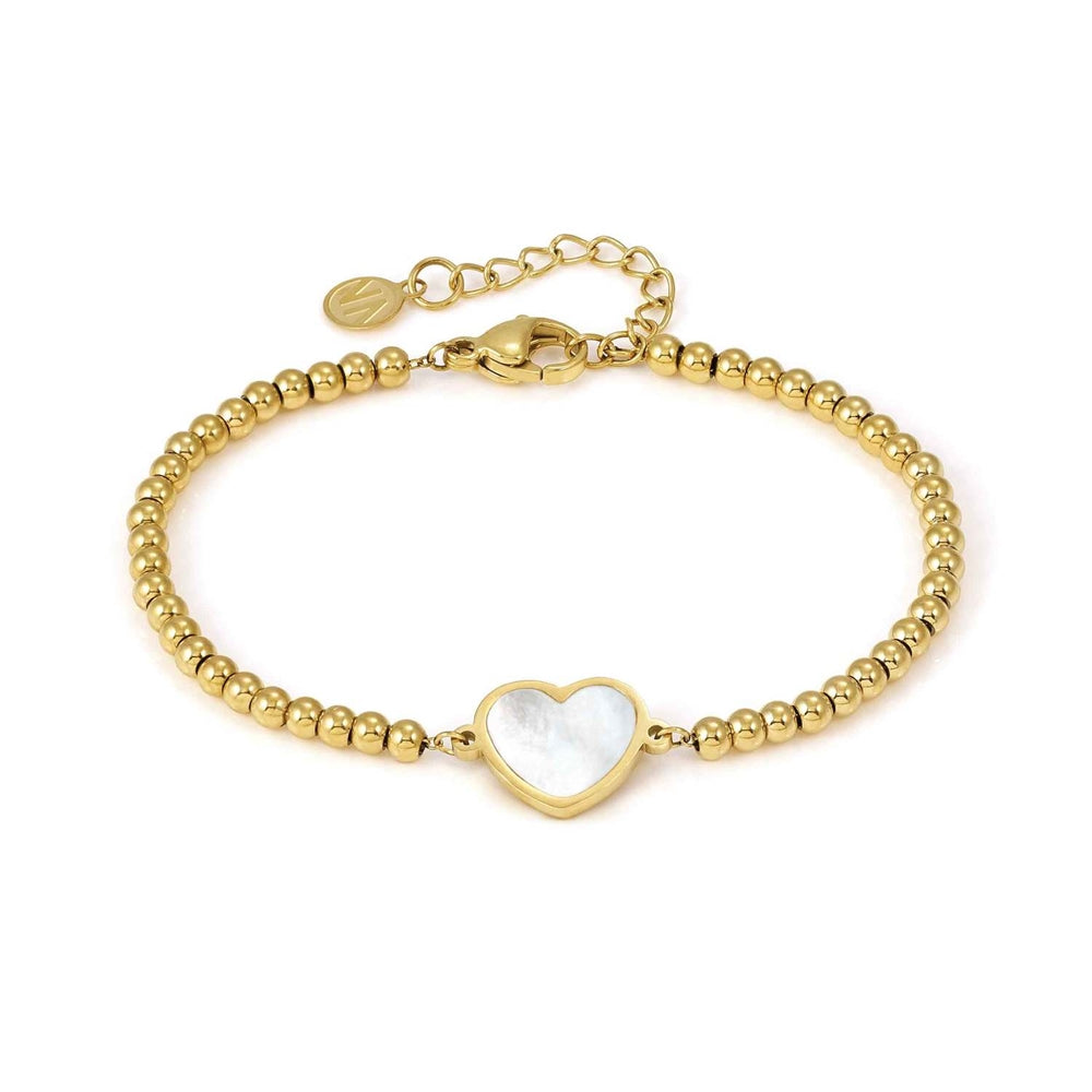 Nomination Emosfere Gold Mother of Pearl Heart Beaded Stainless Steel Bracelet