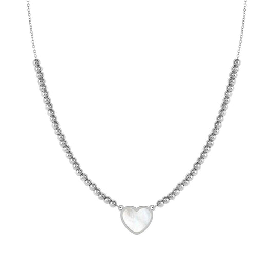 Nomination Emosfere Mother of Pearl Heart Beaded Stainless Steel Necklace