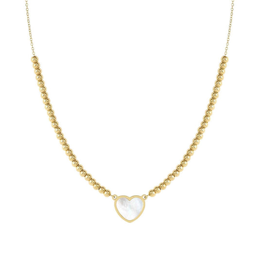 Nomination Emosfere Gold Mother of Pearl Heart Beaded Stainless Steel Necklace