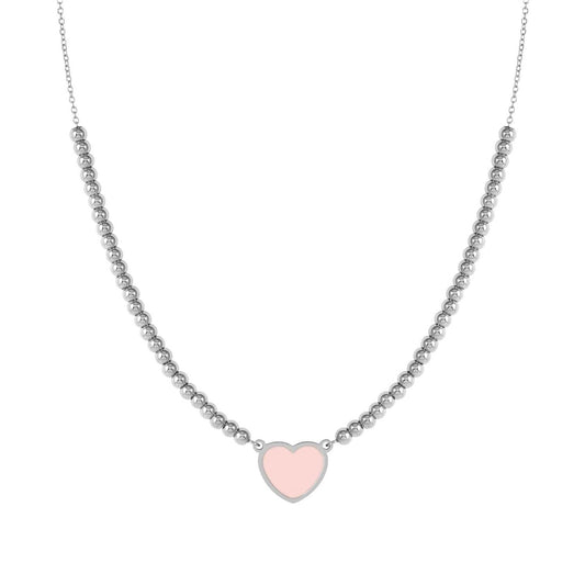 Nomination Emosfere Pink Heart Beaded Stainless Steel Necklace