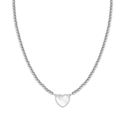 Nomination Emosfere Mother of Pearl Heart Rich Beaded Stainless Steel Necklace