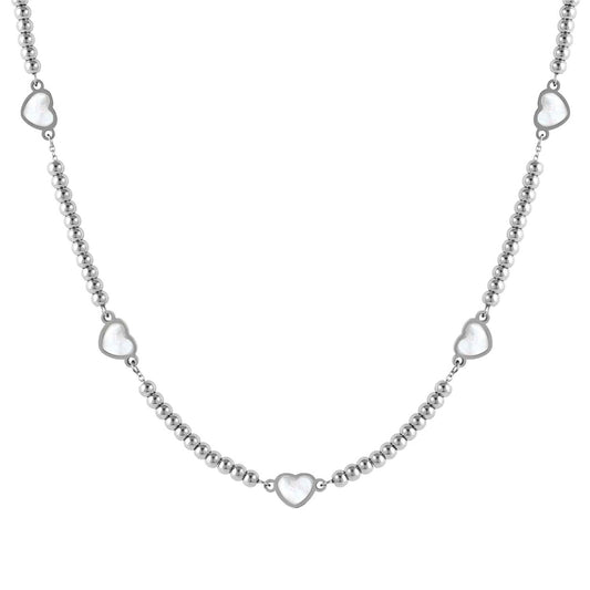 Nomination Emosfere Five Mother of Pearl Heart Beaded Stainless Steel Necklace