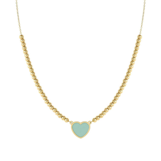 Nomination Emosfere Gold Green Heart Beaded Stainless Steel Necklace