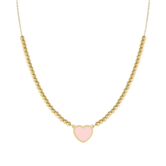Nomination Emosfere Gold Pink Heart Beaded Stainless Steel Necklace