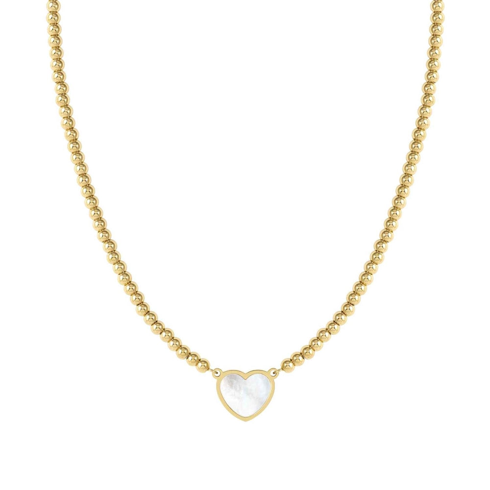 Nomination Emosfere Gold Mother of Pearl Heart Rich Beaded Stainless Steel Necklace