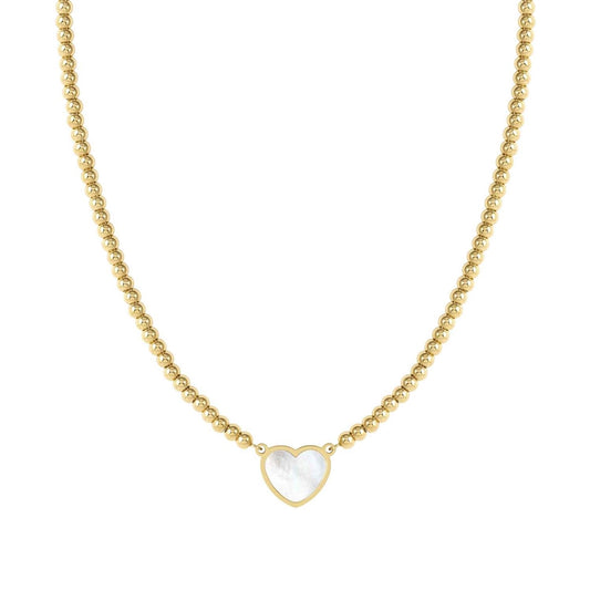 Nomination Emosfere Gold Mother of Pearl Heart Rich Beaded Stainless Steel Necklace