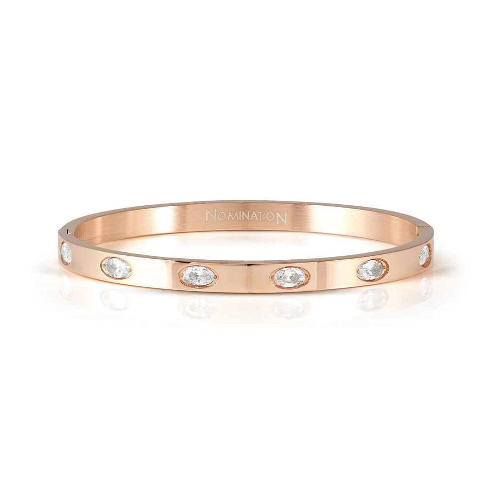 Nomination Pretty Bangles Rose Gold White Oval Crystal Large Bangle