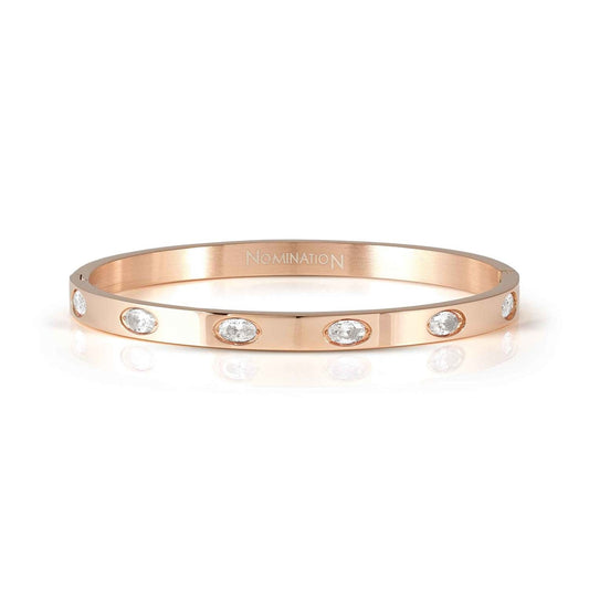 Nomination Pretty Bangles Rose Gold White Oval Crystal Large Bangle