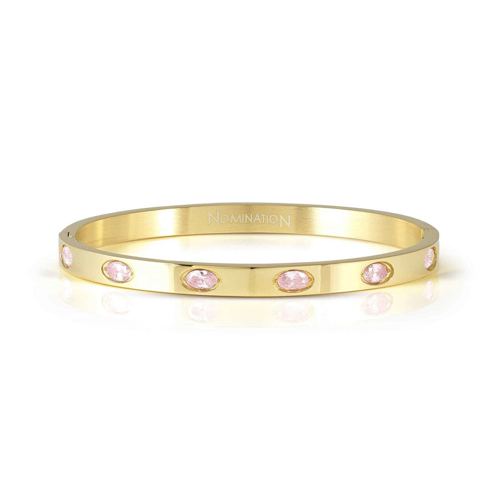 Nomination Pretty Bangles Gold Pink Oval Crystal Small Bangle