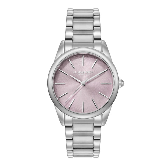 Olivia Burton Silver Glowful Purple Dial Watch