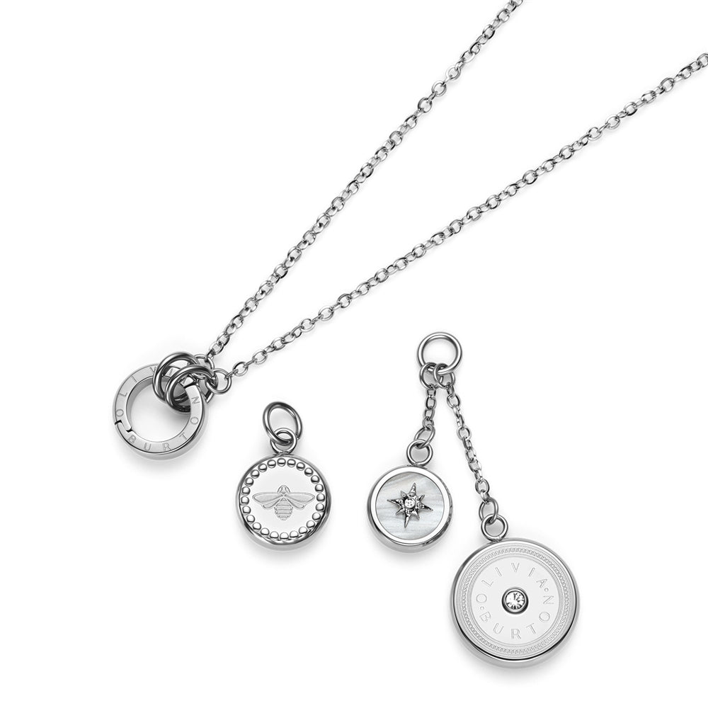 Olivia Burton Silver Multi Charm Necklace