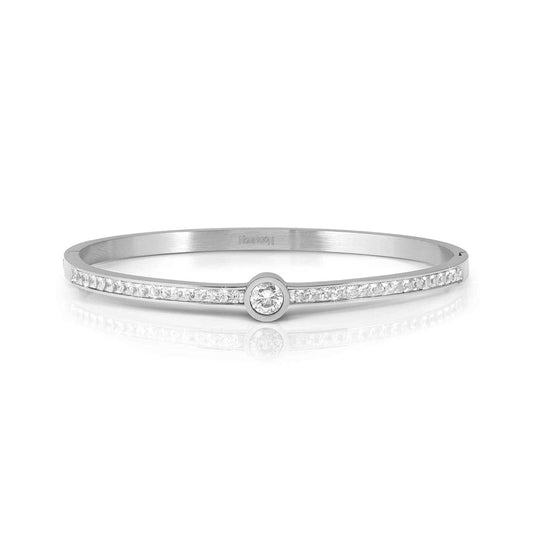 Nomination Pretty Bangles Silver White Circle Crystal Large Bangle
