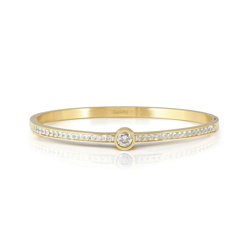 Nomination Pretty Bangles Gold White Circle Crystal Large Bangle