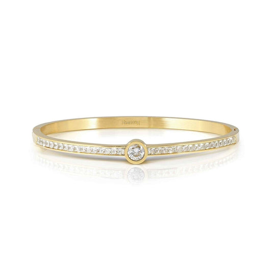 Nomination Pretty Bangles Gold White Circle Crystal Large Bangle