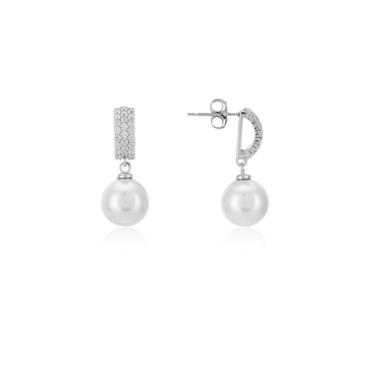 Argento Silver Double Pearl Drop Earrings