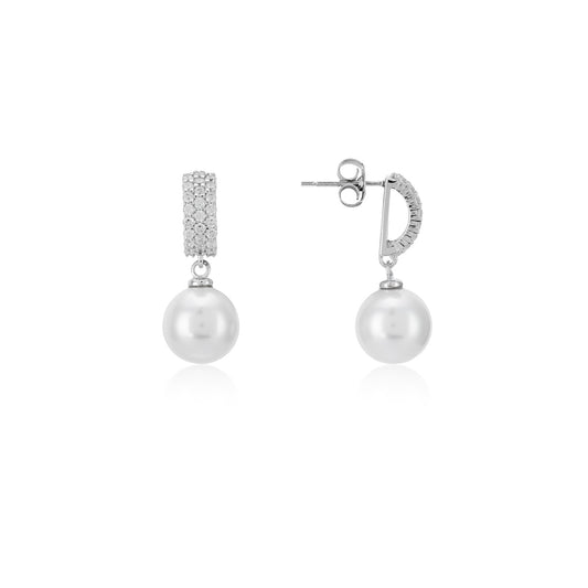 Argento Silver Double Pearl Drop Earrings