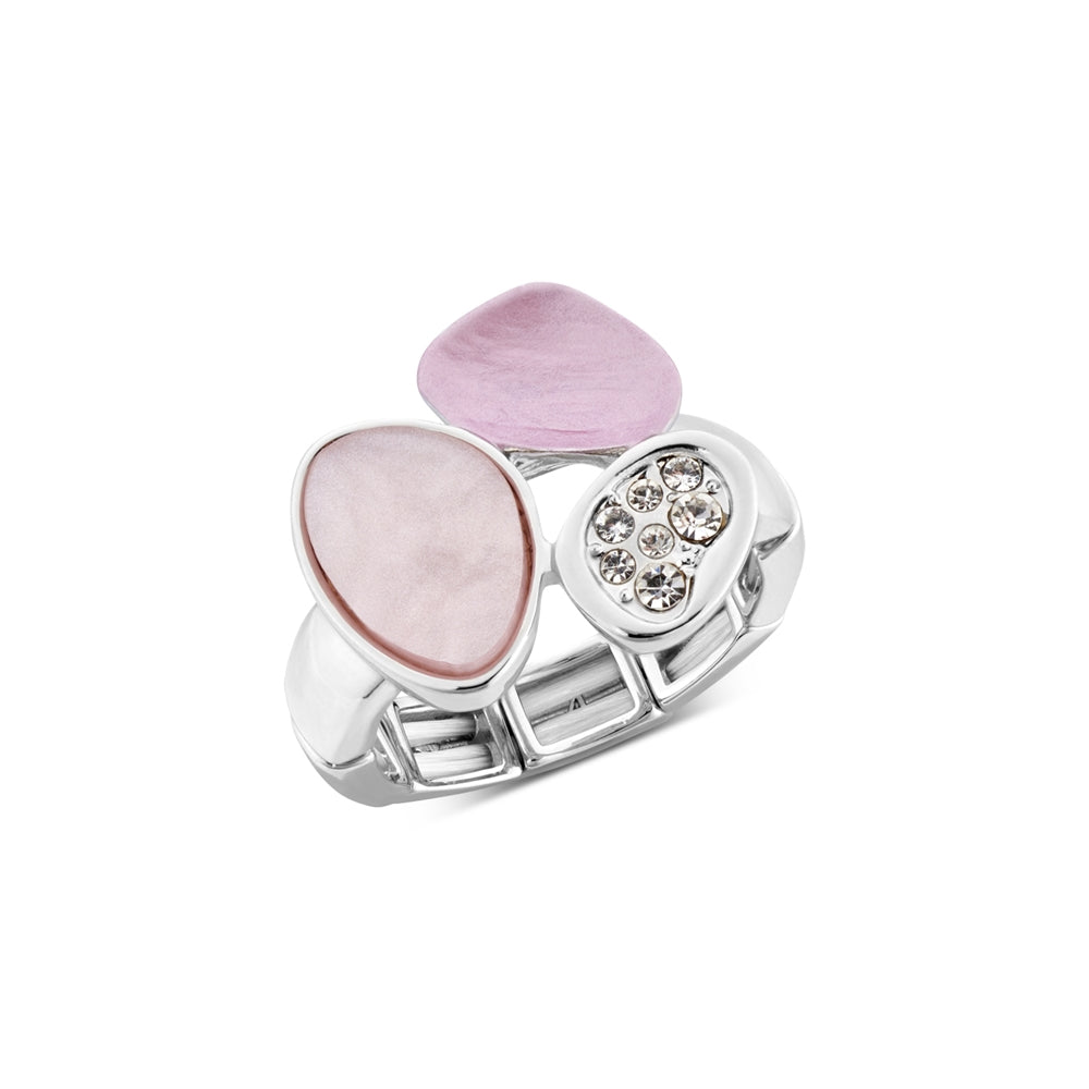 August Woods Silver Misty Rose Crystal Adjustable Ring