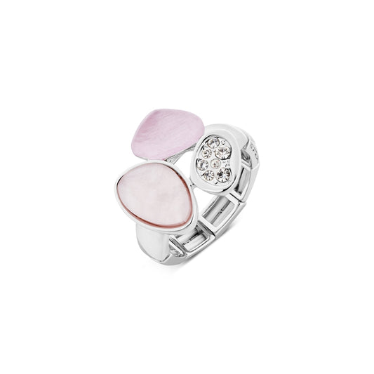 August Woods Silver Misty Rose Crystal Adjustable Ring