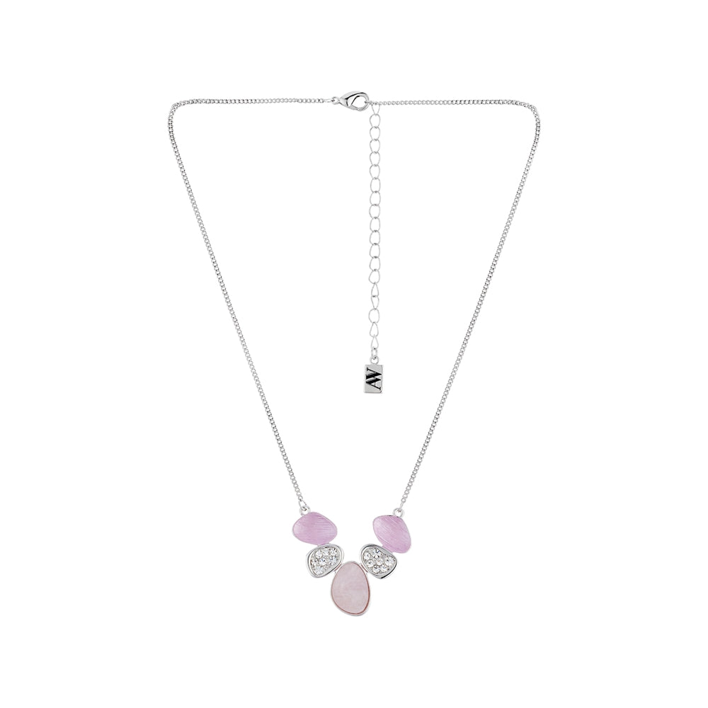 August Woods Silver Misty Rose Crystal Necklace