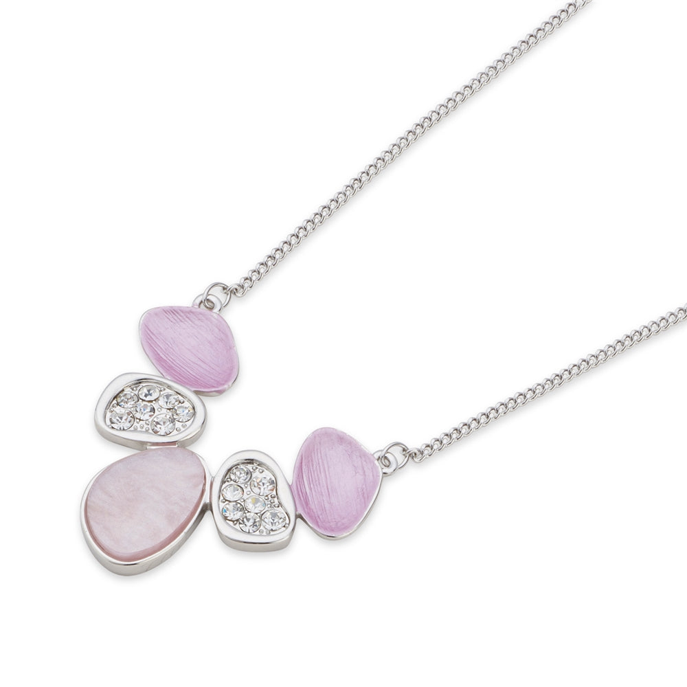 August Woods Silver Misty Rose Crystal Necklace