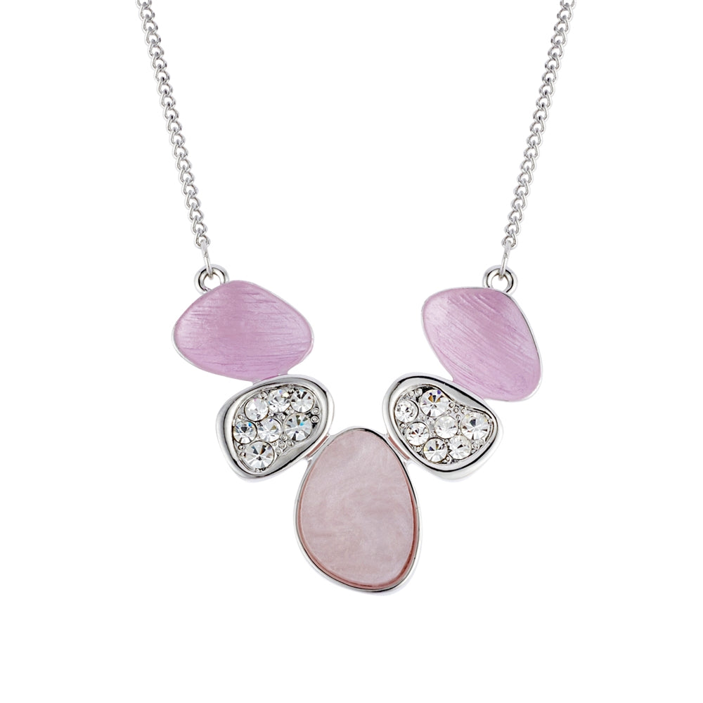 August Woods Silver Misty Rose Crystal Necklace