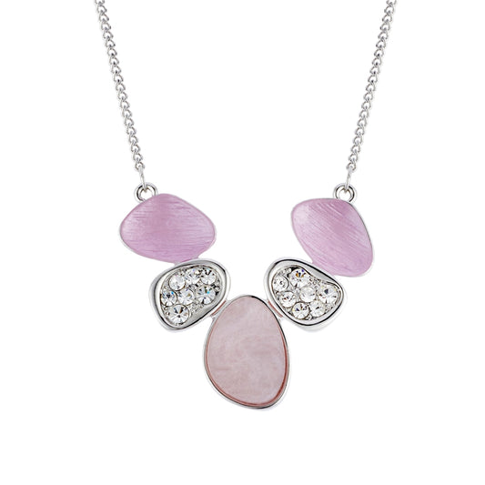August Woods Silver Misty Rose Crystal Necklace