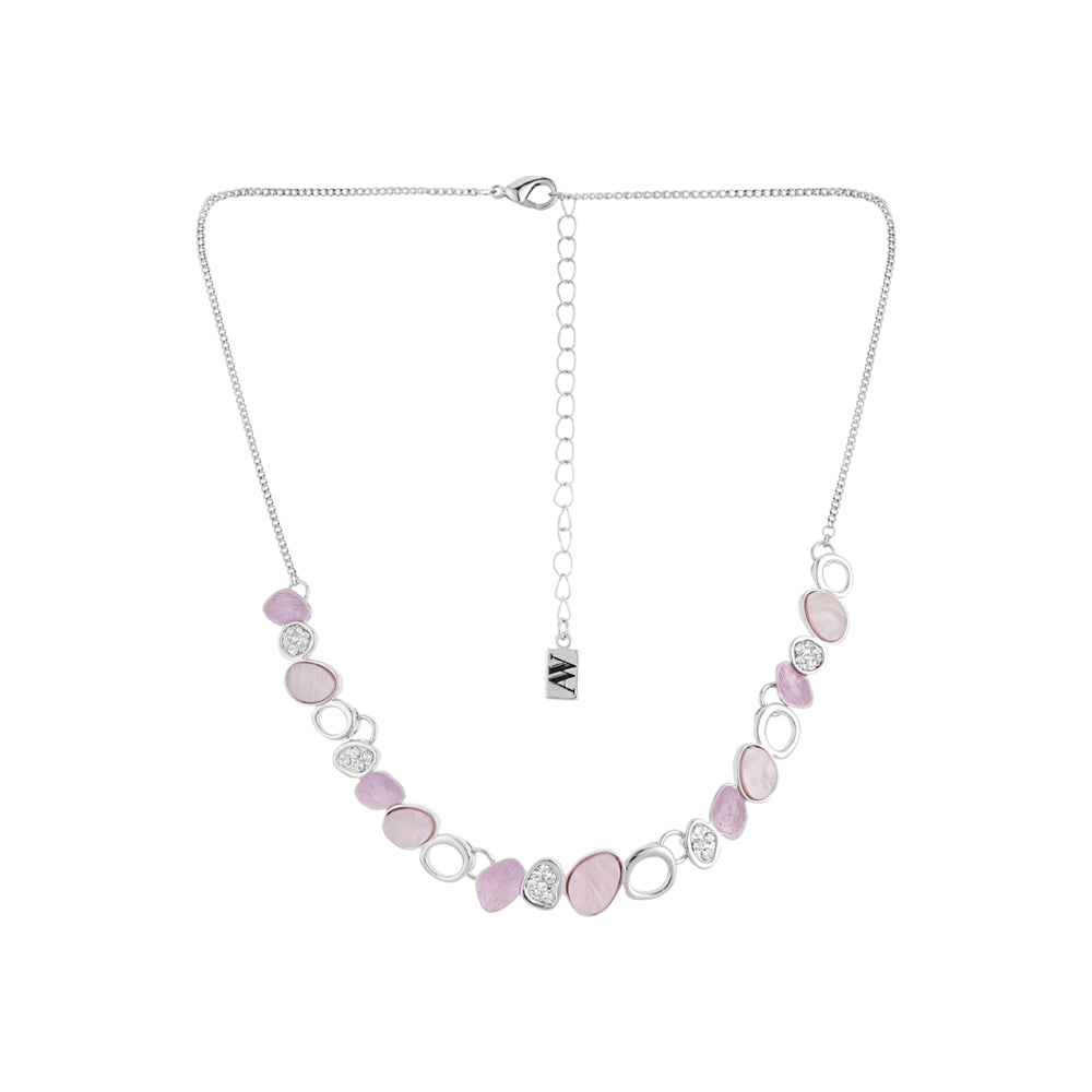 August Woods Silver Misty Rose Statement Necklace
