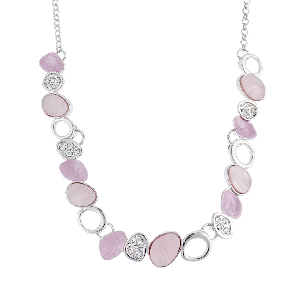 August Woods Silver Misty Rose Statement Necklace