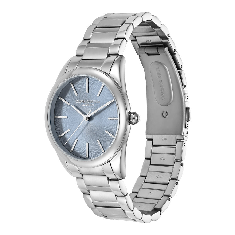 Olivia Burton Silver Glowful Blue Dial Watch