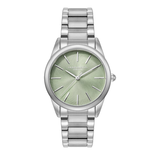 Olivia Burton Silver Glowful Green Dial Watch
