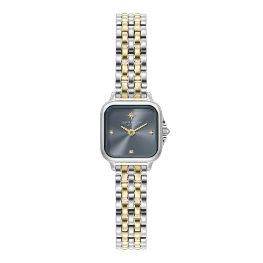 Olivia Burton Silver Grosvenor Mini Blue Watch