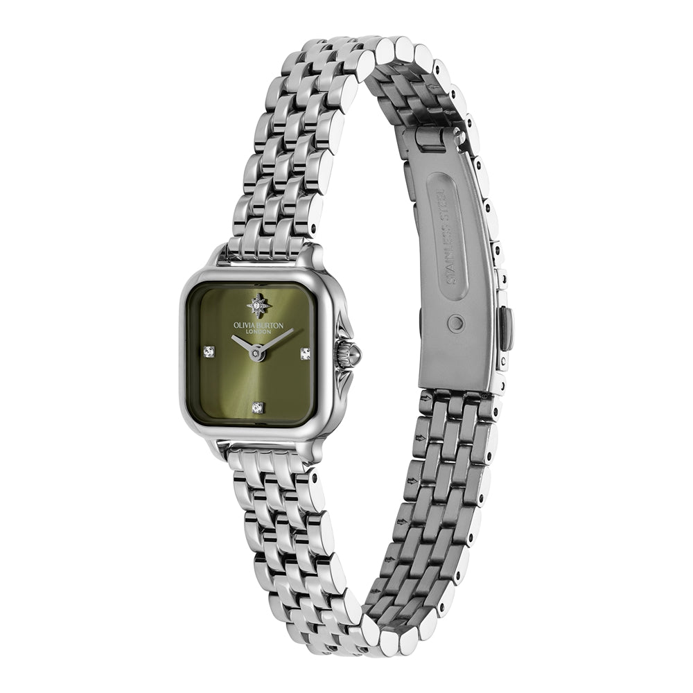Olivia Burton Silver Grosvenor Mini Sage Watch