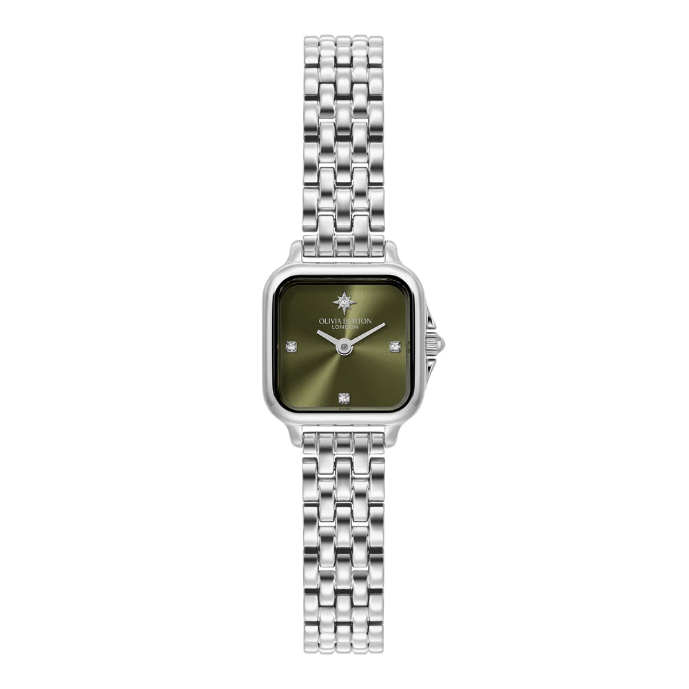 Olivia Burton Silver Grosvenor Mini Sage Watch