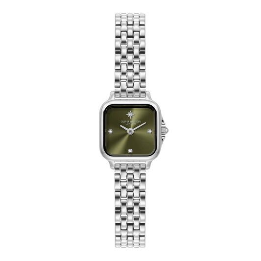 Olivia Burton Silver Grosvenor Mini Sage Watch