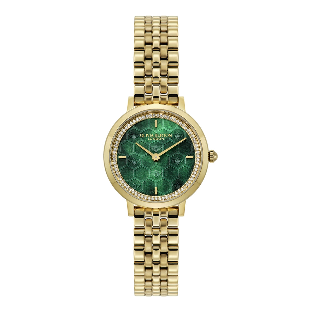 Olivia Burton Gold Honeycomb Green Dial Watch