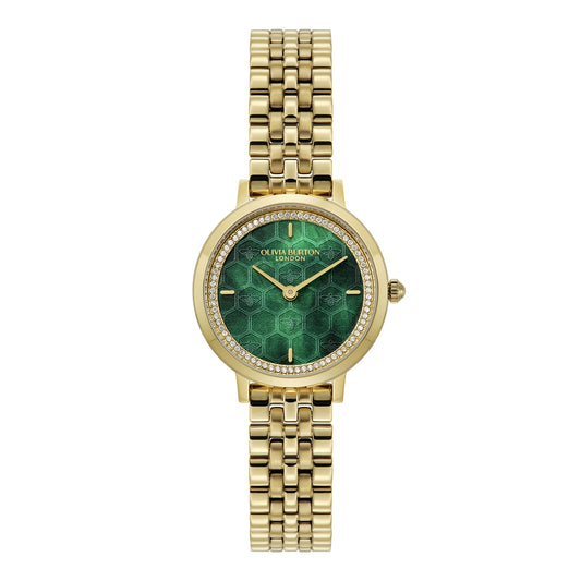 Olivia Burton Gold Honeycomb Green Dial Watch